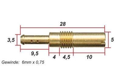 Leerlaufdüse HONDA 28 lang M6