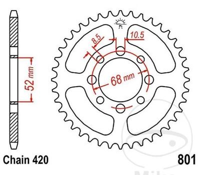 Kettenrad SUZ LT/GT/RV/TS50, KAW AE/AR50/80