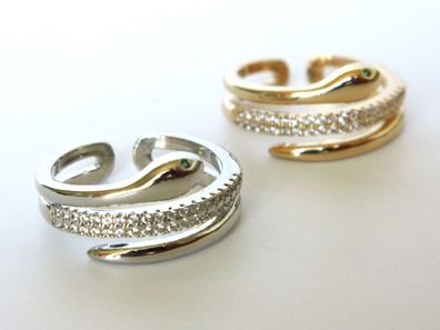 Eleganter Schlangenring, Kupfer mit Zirkonia