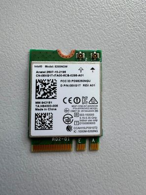 Intel OriginaI Dual Band Wireles Model 8260NGW 867Mbps M.2 08XG1T
