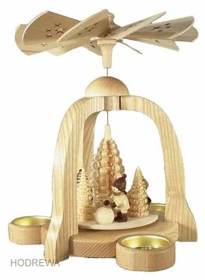 Tischpyramide Winterkinder Wald Höhe 22cm NEU Holzpyramide Tischdekoration Dekora