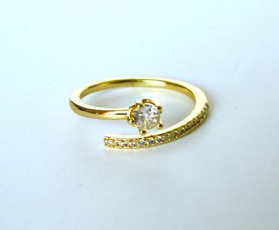Eleganter Ring verstellbar mit funkelndem synthetischem Zirkon