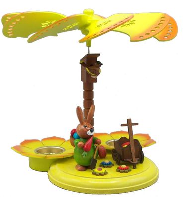 Osterdekoration Pyramide mit Hase und Handwagen bunt BxHxT 26x20x26cm NEU Ostern