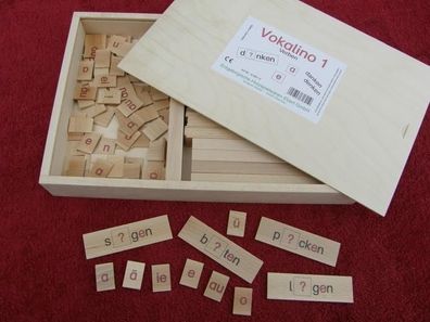 Holzspielzeug Lesespiel Vokalino 1 Verben BxHxT 37x4,5x24,5cm NEU Lernen Lesen Sc