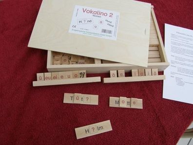 Holzspielzeug Lesespiel Vokalino 2 Nomem BxHxT 37x4,5x24,5cm NEU Lernen Lesen Sch