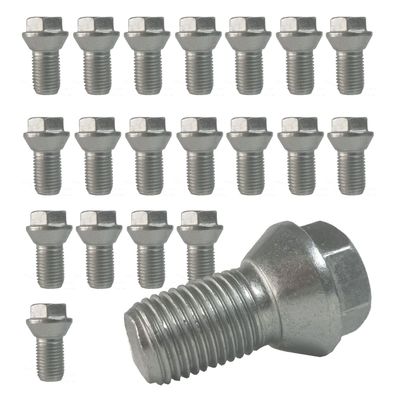 20x Radschrauben M14x1,5 25mm Kegelbund 60° Silber Für