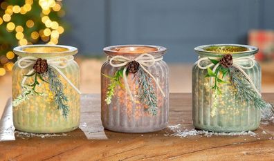 Gilde Glas Windlicht Caletta 25979 : Éclairez votre intérieur avec élégance