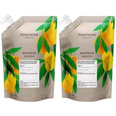 Ponthier Fruchtpüree Mango 2x 1kg indische Alphonso Mangos Exotische-Früchte-Püree