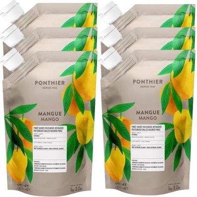 Ponthier Fruchtpüree Mango 6x 1kg indische Alphonso Mangos Exotische-Früchte-Püree