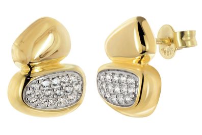 trendor Schmuck Damen-Ohrringe 925 Silber Vergoldet Zirkonia-Ohrstecker 21890