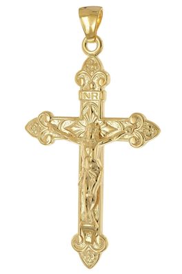 trendor Schmuck Kreuz-Anhänger für Damen und Herren 925 Silber Vergoldet 40 mm 31169