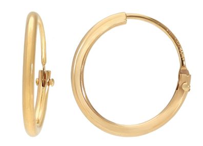 trendor Schmuck Creolen Ohrringe Gold 585/14K Huggies Ø 13 mm Breite 1,3 mm 31176