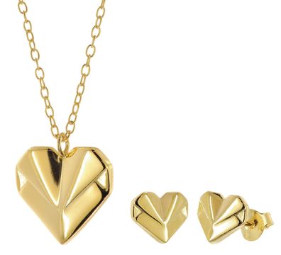 trendor Schmuck Schmuckset für Frauen Silber Vergoldet Herz Bundle 31180