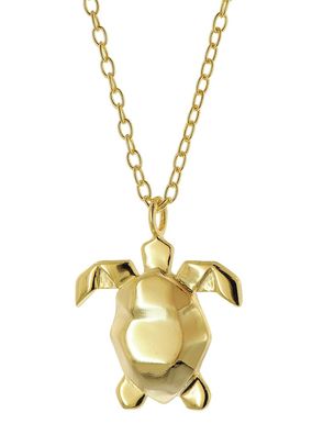 trendor Schmuck Halskette mit Schildkröte Anhänger 925 Silber Vergoldet 31182