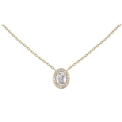 Jacques Lemans Schmuck Damen-Halskette Edelstahl mit Zirkonia Gold/Weiß S-C246B