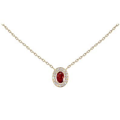 Jacques Lemans Schmuck Damen-Kette Edelstahl mit Zirkonia Gold/Rot S-C246D