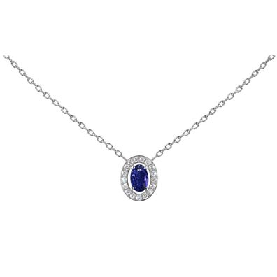 Jacques Lemans Schmuck Damen-Halskette Edelstahl mit Zirkonia Silber/Blau S-C246E