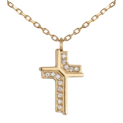 Jacques Lemans Schmuck Damen-Kette mit Kreuz-Anhänger Edelstahl vergoldet S-C255B