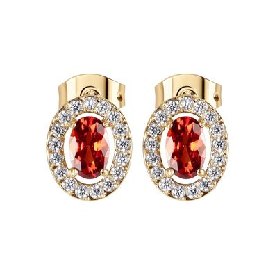 Jacques Lemans Schmuck Damen-Ohrringe Edelstahl mit Zirkonia Rot/Gold S-O246D