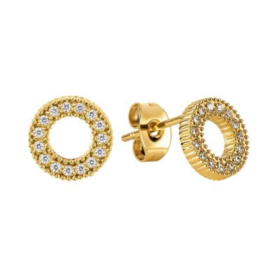 Jacques Lemans Schmuck Damen-Ohrringe Edelstahl vergoldet mit Zirkonia S-O250B