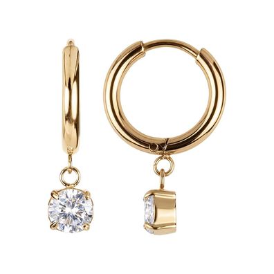 Jacques Lemans Schmuck Damen-Ohrringe Creolen Edelstahl vergoldet Zirkonia S-O261B