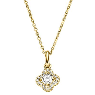 Viventy Schmuck Damencollier Silber 925 Vergoldet Kleeblatt Zirkonia 787752