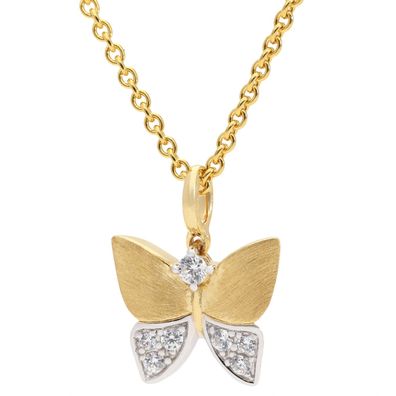 trendor Schmuck Anhänger Gold 333/8K Schmetterling Vergoldete Silberkette 31195