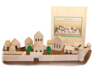Holzspielzeug Architekturbaukasten 86 BxHxT 25,5x29x4,5cm NEU Holzbaukasten