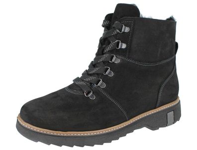 Waldläufer H-Hitomi Damen Stiefeletten schwarz Nubukleder
