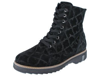 Waldläufer Kitomi Damen Stiefel schwarz Veloursleder