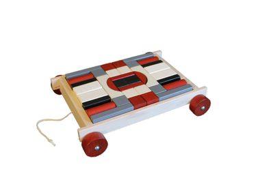 Holzspielzeug Bauwagen 2010 mit Steinen BxHxT 30x25x6cm NEU Holzauto
