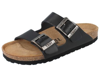 TRON Pampelonne normal Damen Herren Tieffußbett Pantolette schwarz Glattleder