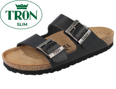 TRON Pampelonne slim Damen Herren Tieffußbett Pantolette schwarz Glattleder