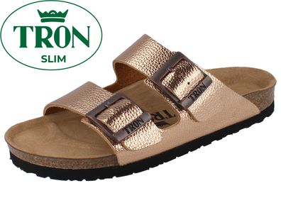 TRON Pampelonne slim Damen Tieffußbett Pantolette kupfer metallic Glattleder