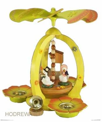 Osterdekoration Pyramide mit Gänsen bunt Höhe 28cm NEU Ostern Pyramide Osterpyram