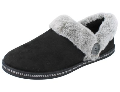 Skechers Damen Hausschuhe schwarz Warmfutter