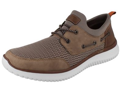 RIEKER Herren Boots Slipper beige Mesh Kunstleder