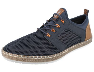 RIEKER B5252-14 Herren Slipper blau Mesh Kunstleder