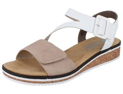 RIEKER Damen Keilsandalette weiss beige Kunstleder