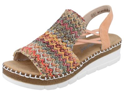 RIEKER Damen Keilsandalette multi Flechtoptik Textil