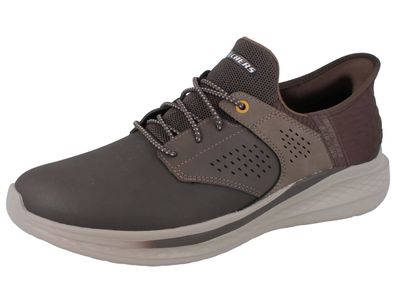 Skechers Slip-ins Herren Sneaker schokobraun Kunstleder Textil