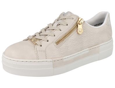 RIEKER Damen Sneaker beige weiß gold Kunstleder