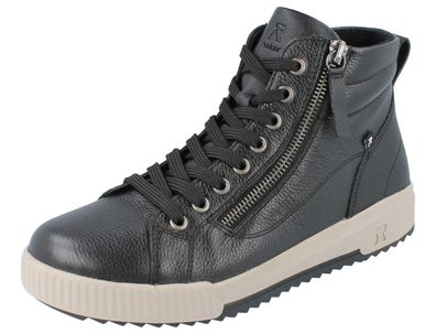 RIEKER Damen Sneaker knöchelhoch schwarz Glattleder