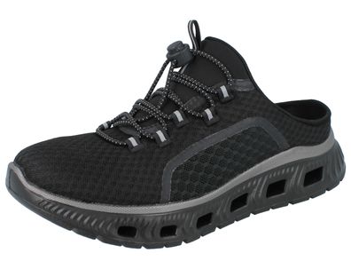 RIEKER Damen Clogs schwarz Textil
