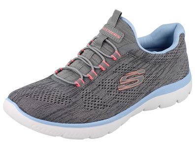 Skechers Damen Schlupfsneaker grau mint Textil vegan