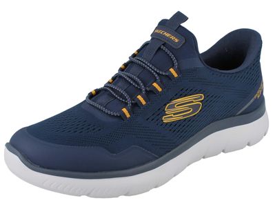 Skechers Slip-ins Herren Schlupfsneaker blau gelb Textil vegan