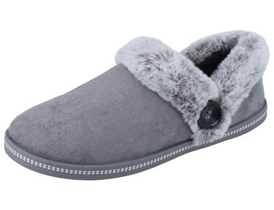 Skechers Damen Hausschuhe grau Warmfutter