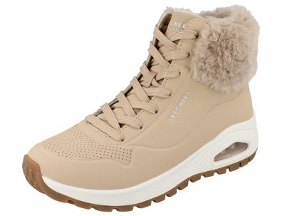 Skechers Damen Sneaker Boots beige Textil Kunstfell