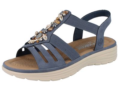 RIEKER Damen Sandalette blau Kunstleder