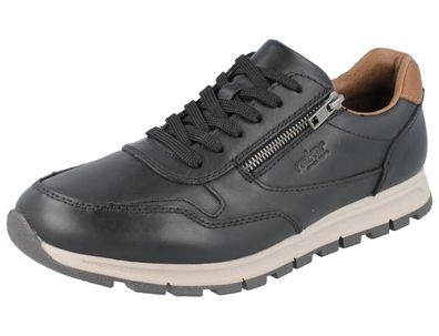 RIEKER Herren Schnürhalbschuhe schwarz Glattleder Textil